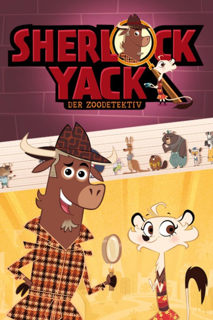 Das Poster für die Zeichentrickserie „Sherlock Yack – Der Zoodetektiv“ mit Sherlock und seiner Partnerin Miriam.