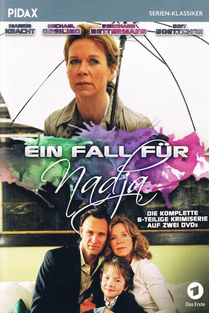 Das Cover der DVD „Ein Fall für Nadja“ mit Marion Kracht, Michael Greiling und Bernhard Bettermann.