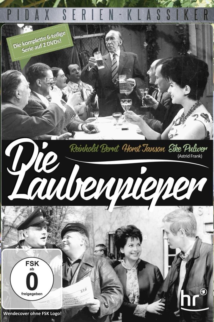 Das DVD-Cover der deutschen Fernsehserie „Die Laubenpieper“ mit Reinhold Bernt, Horst Janson und Eike Pulwer.