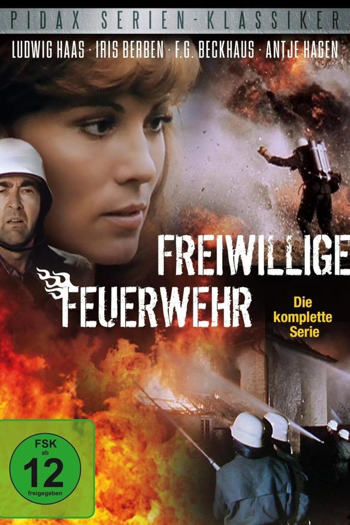 Das Cover der Serie „Freiwillige Feuerwehr“ mit Ludwig Haas, Iris Berben, F.G. Beckhaus und Antje Hagen.