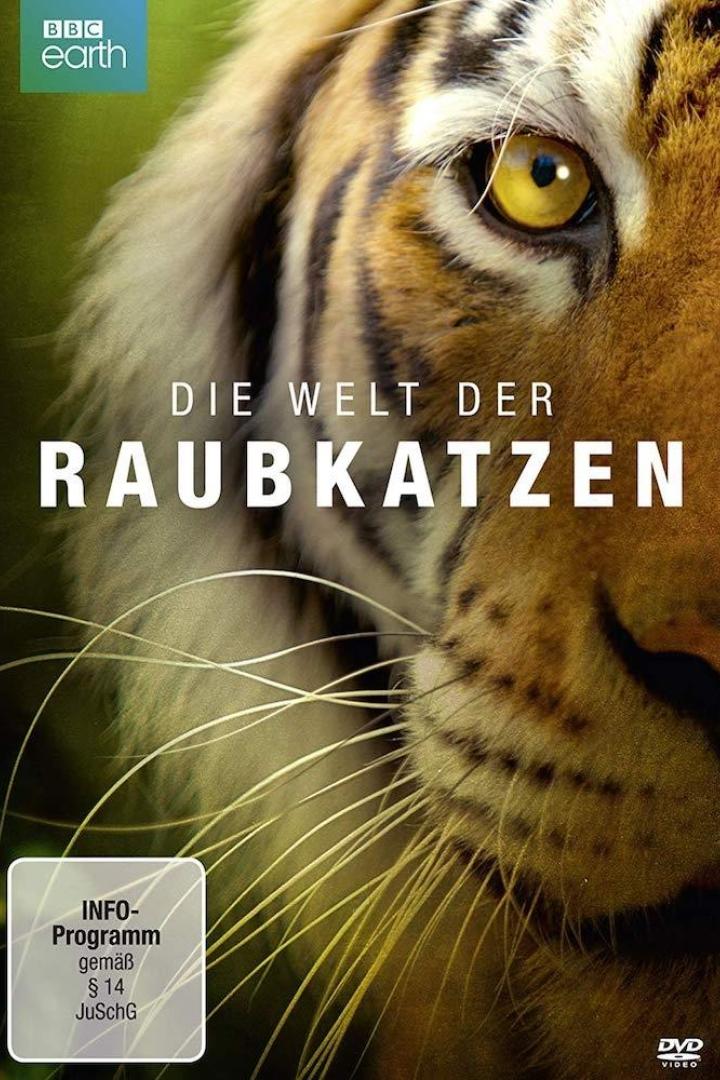 Das Cover der BBC Earth Dokumentation „Die Welt der Raubkatzen“ zeigt das Gesicht eines Tigers.