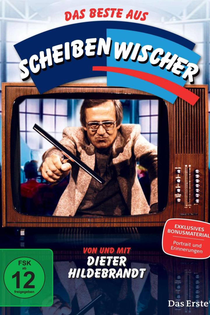 Das Cover der DVD „Scheibenwischer“ mit Dieter Hildebrandt in einem alten Fernseher.