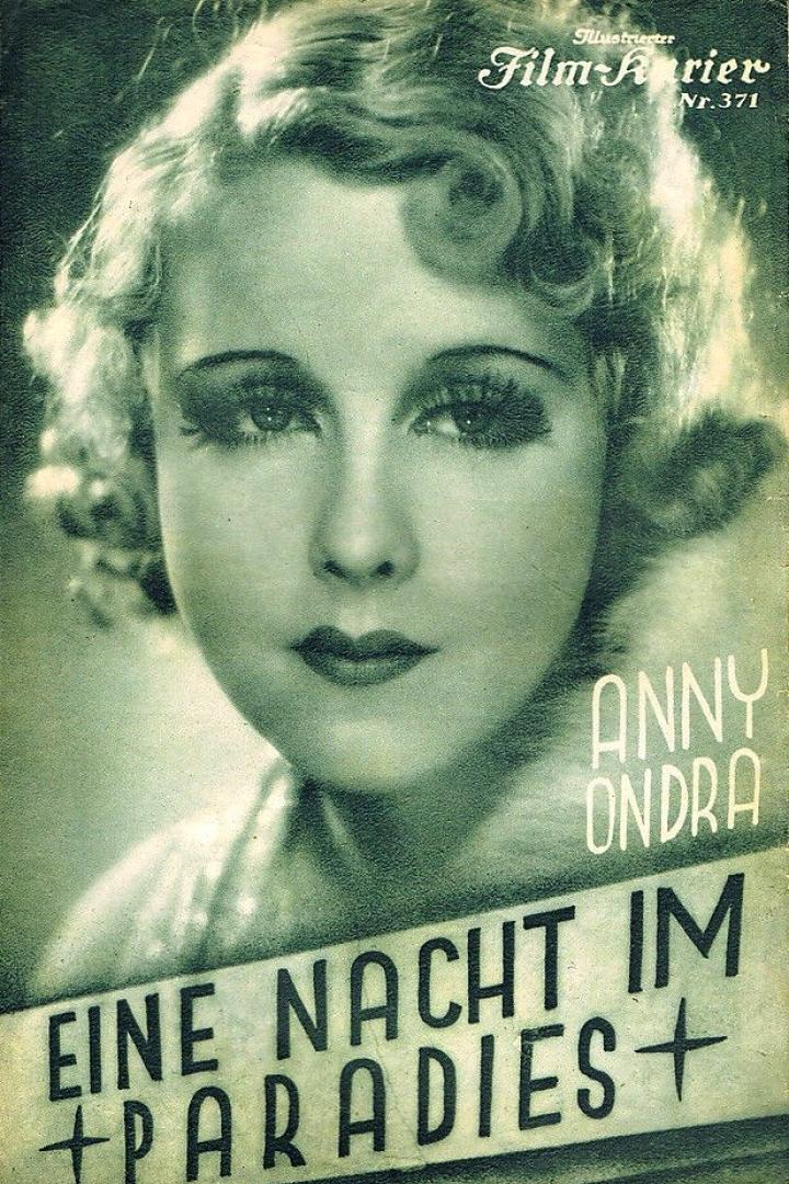 Das Cover des „Film-Kurier“ Nr. 371 mit einem Porträt von Anny Ondra und dem Titel „Eine Nacht im Paradies“.