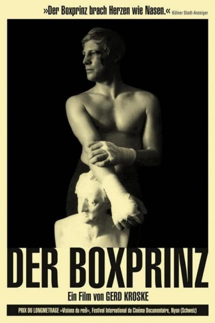Ein Filmposter für „Der Boxprinz“ mit einem Boxer und einer Büste.