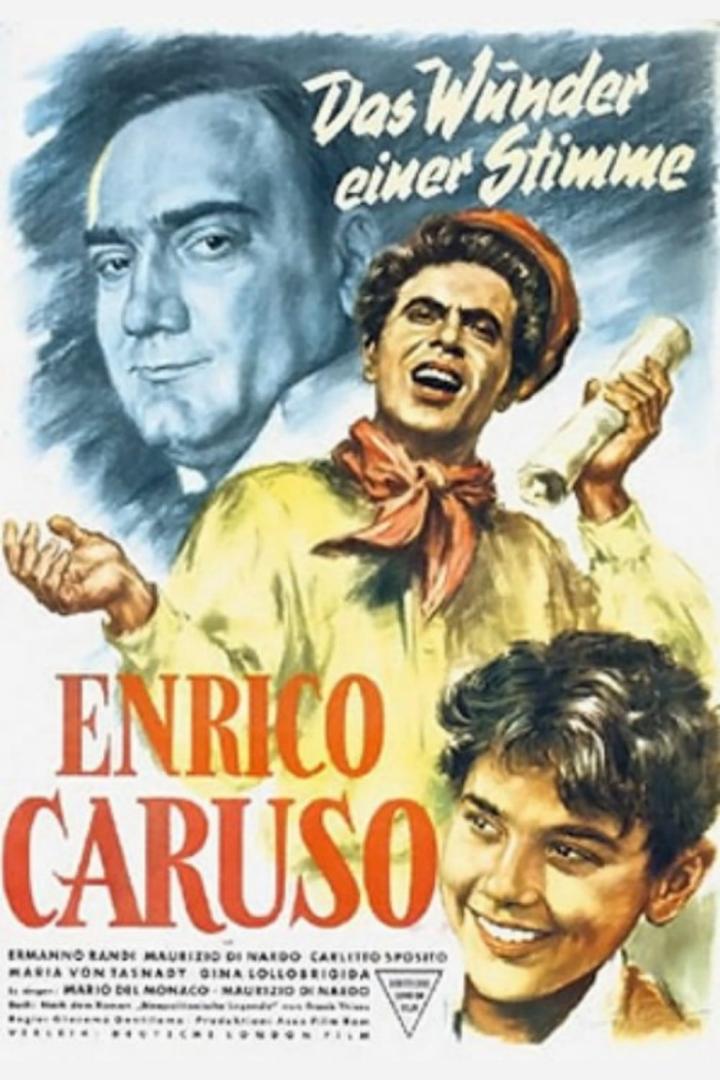 Das Filmplakat zu „Das Wunder einer Stimme“ zeigt Enrico Caruso und andere Schauspieler.