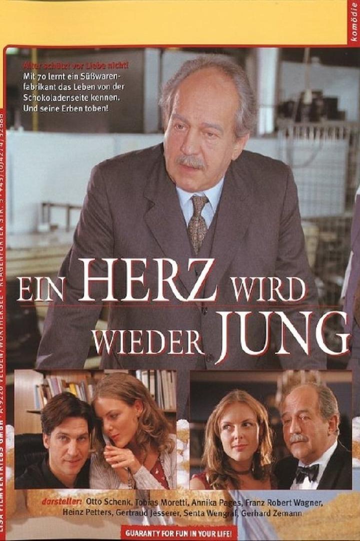 Das Filmplakat zu „Ein Herz wird wieder jung“ zeigt Otto Schenk als Süßwarenfabrikant.