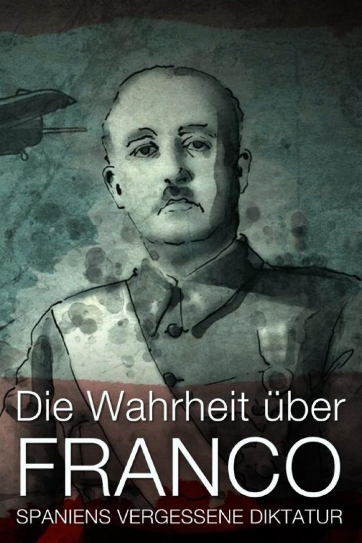 Illustration des spanischen Diktators Francisco Franco vor einem Flugzeug.