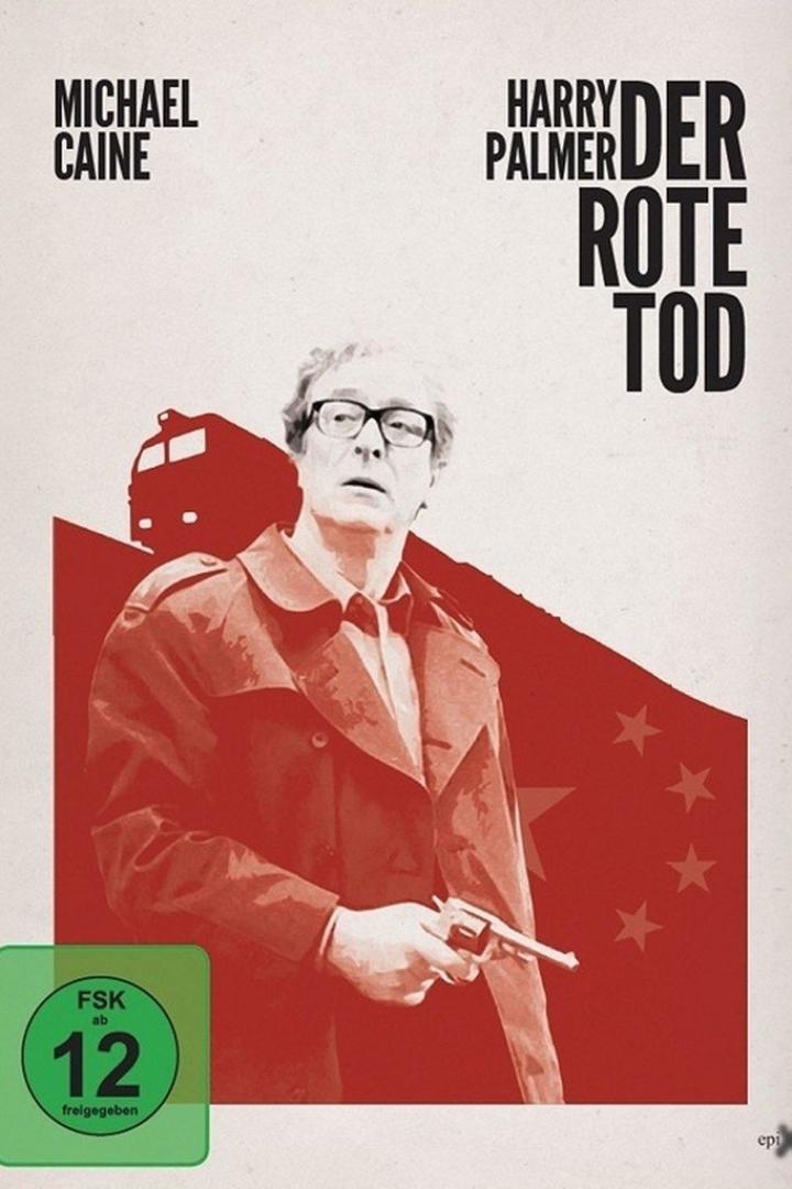 Das Filmplakat für „Harry Palmer: Der Rote Tod“ mit Michael Caine, der eine Waffe hält.