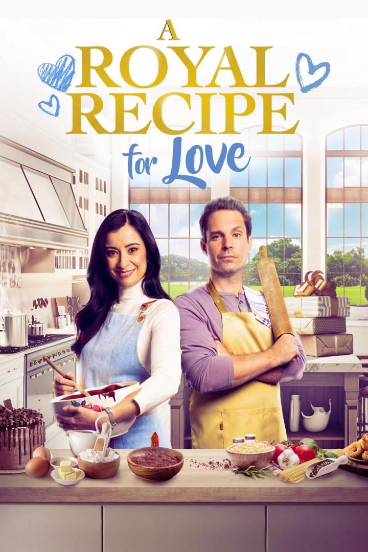 Das Filmplakat für „A Royal Recipe for Love“ zeigt zwei Köche in einer Küche.