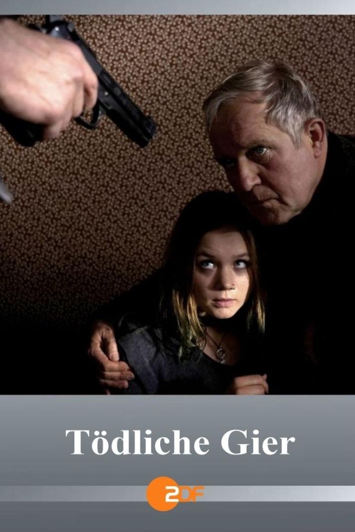 Ein Mann bedroht eine junge Frau mit einer Pistole.