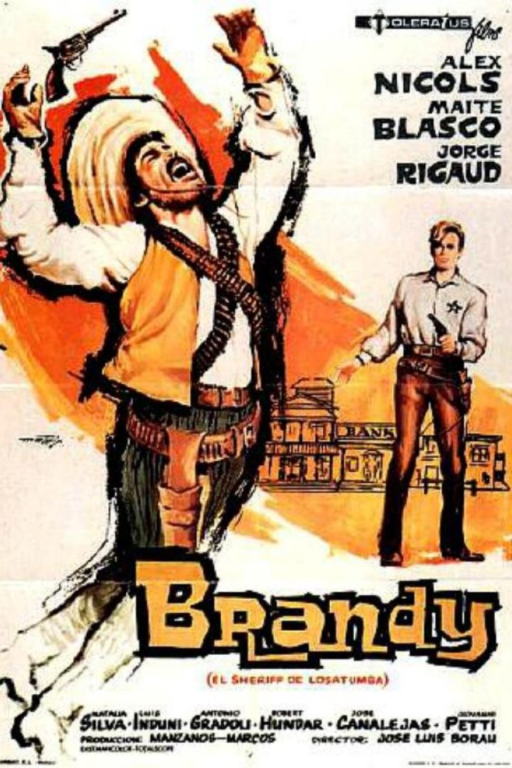 Ein Filmposter für „Brandy (El Sheriff de Losatumba)“ mit zwei bewaffneten Männern.