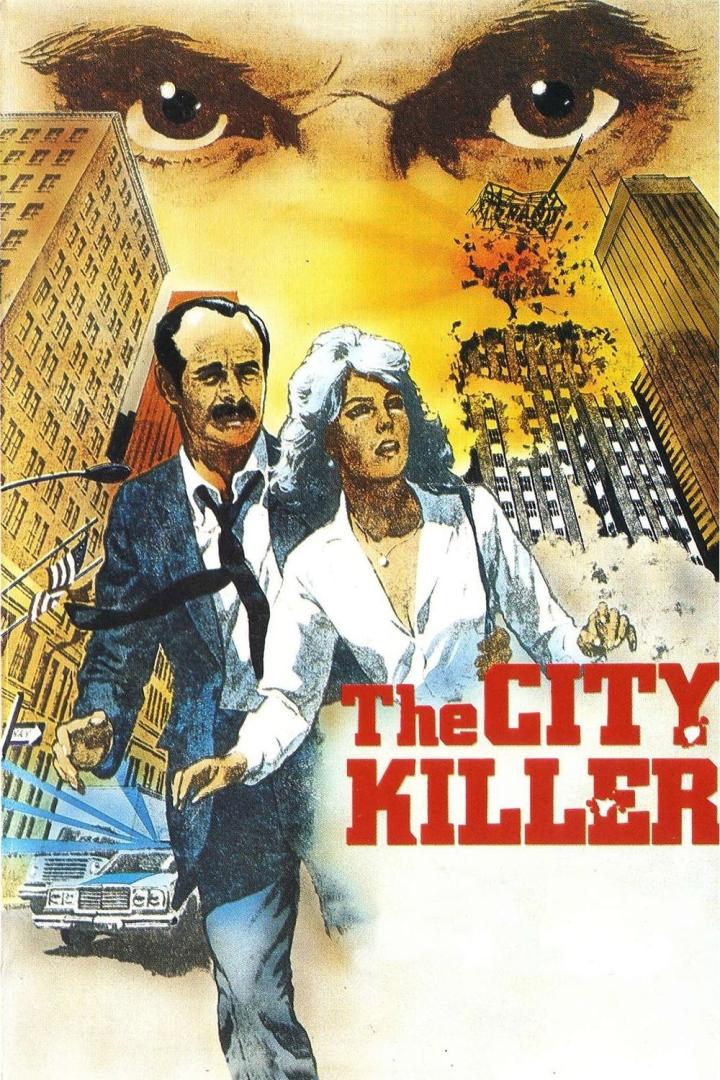 Ein Mann und eine Frau vor einer zerstörten Stadt, Titel „The City Killer“.