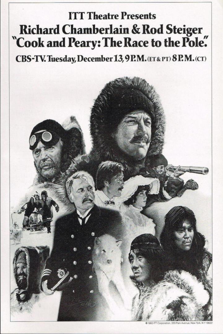 Ein Werbeplakat für „Cook and Peary: The Race to the Pole“ mit Richard Chamberlain und Rod Steiger.