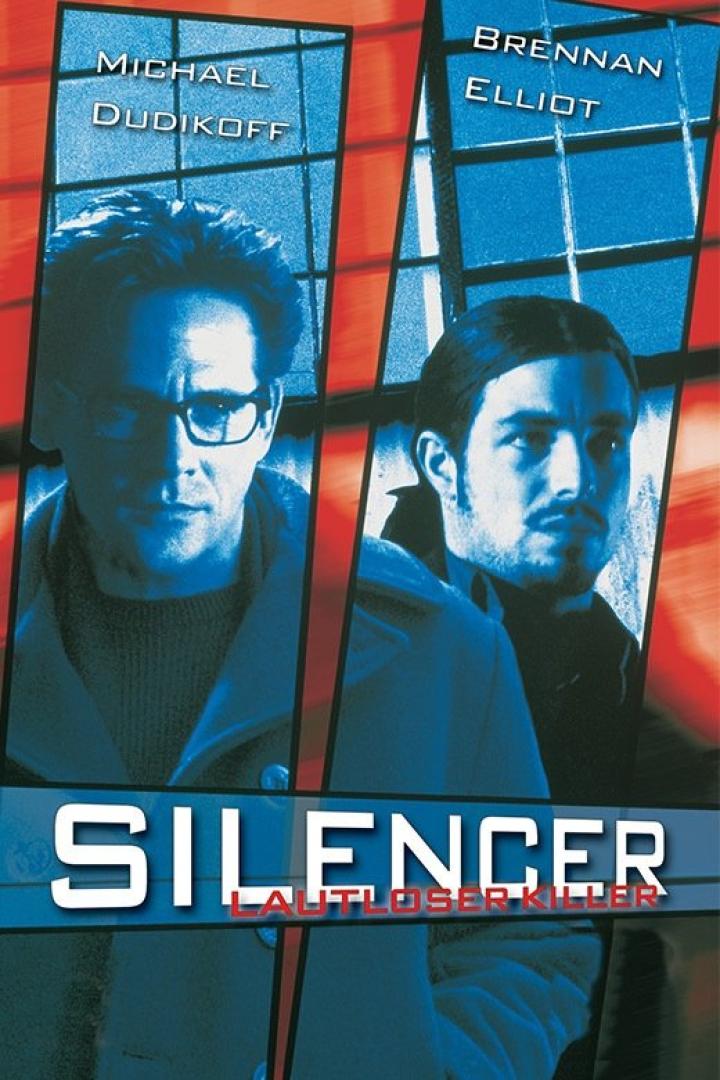 Das Filmplakat für „Silencer“ zeigt Michael Dudikoff und Brennan Elliot.