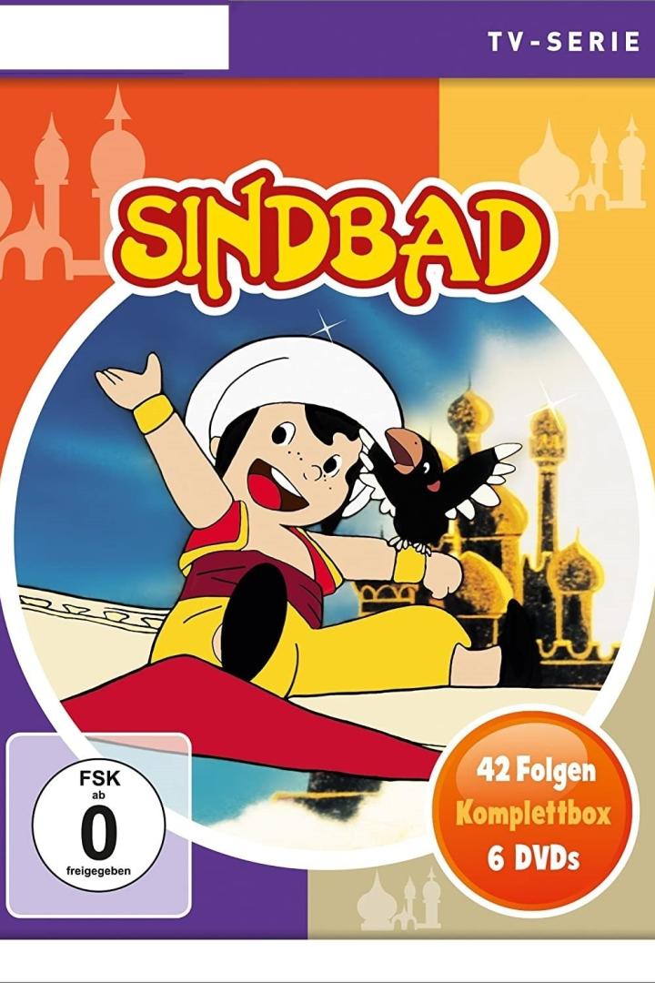 Cover der DVD-Komplettbox der TV-Serie „Sindbad“ mit dem Titelhelden und seinem Raben.