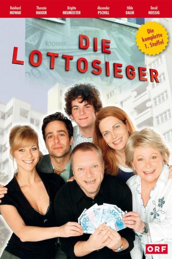 Das Cover der ersten Staffel der Fernsehserie „Die Lottosieger“ mit den Hauptdarstellern.