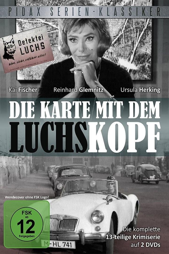Das Cover der Krimiserie „Die Karte mit dem Luchskopf“ mit Kai Fischer, Reinhard Glemnitz und Ursula Herking.