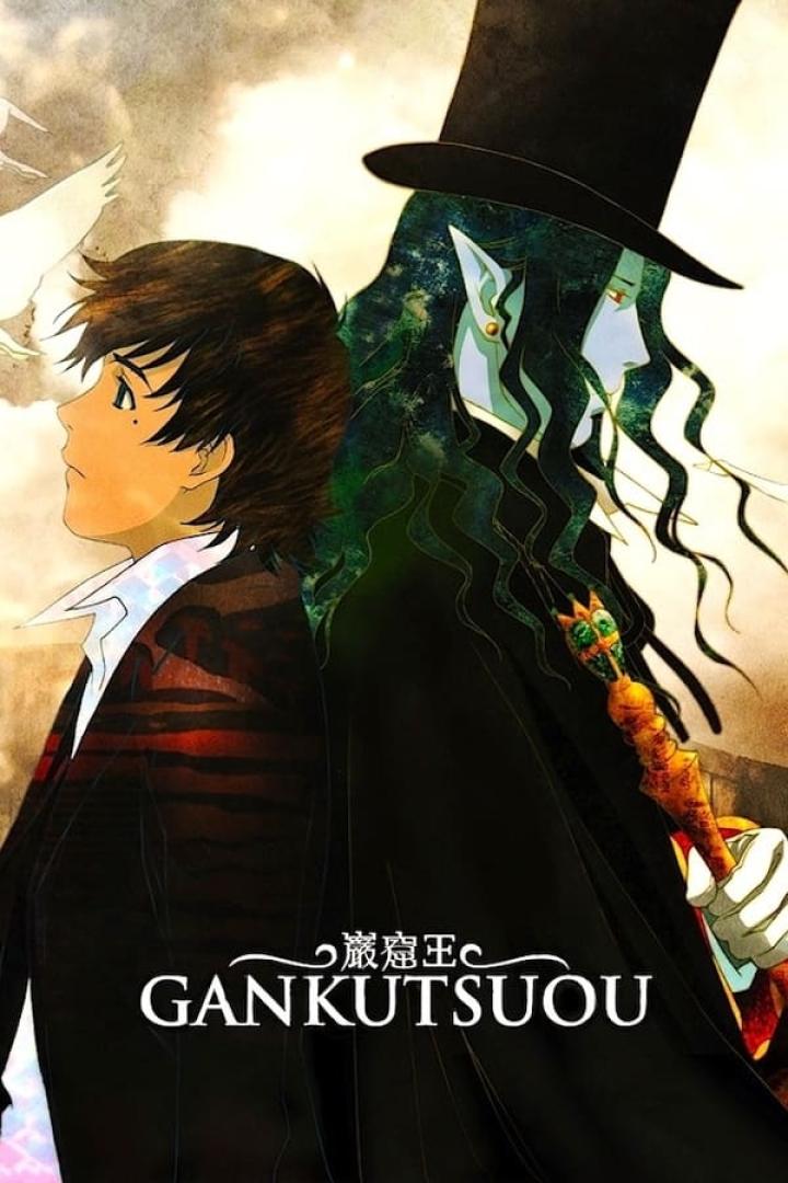 Ein junger Mann steht Rücken an Rücken mit dem Grafen von Monte Christo aus „Gankutsuou“.