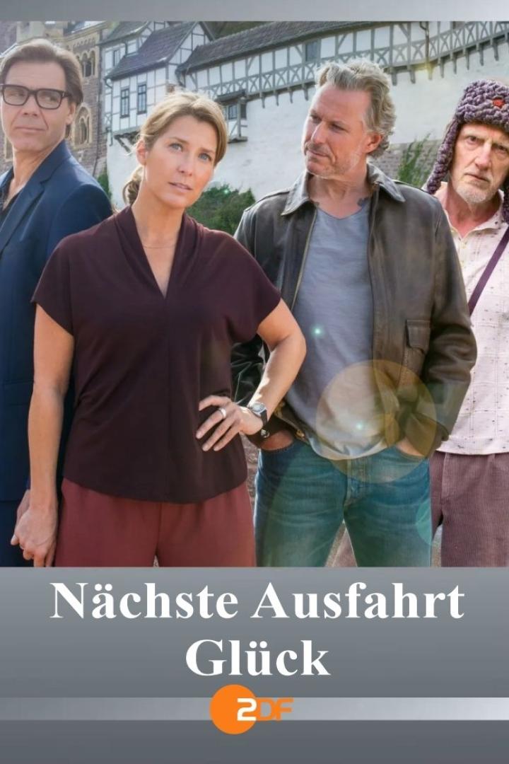 Die Schauspieler Valerie Niehaus, Dirk Martens, Ernst Stötzner und Harald Krassnitzer in „Nächste Ausfahrt Glück“.