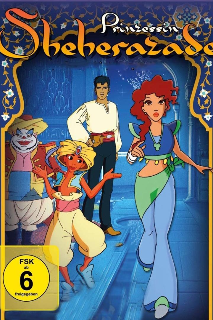 Das Cover des Films „Prinzessin Sheherazade“ zeigt die Hauptfiguren des Zeichentrickfilms.