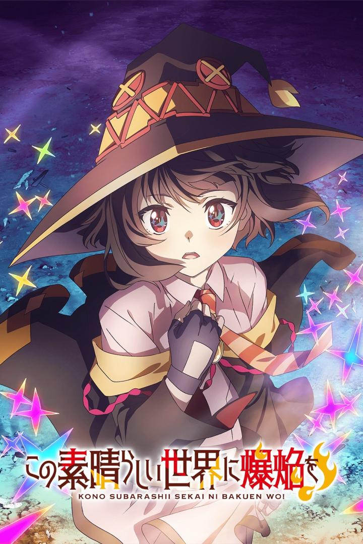 Ein Anime-Poster von Megumin, einer jungen Zauberin mit einem großen Hut.