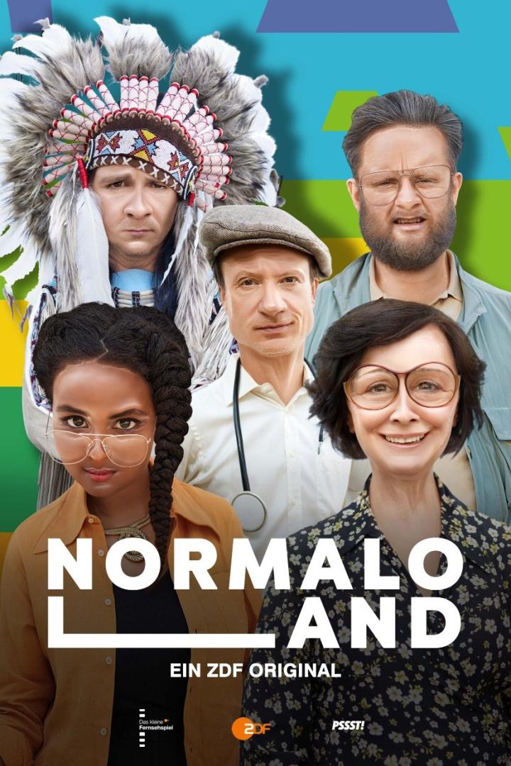 Das Poster zur ZDF-Serie „Normaloland“ zeigt fünf Darsteller in verschiedenen Rollen.