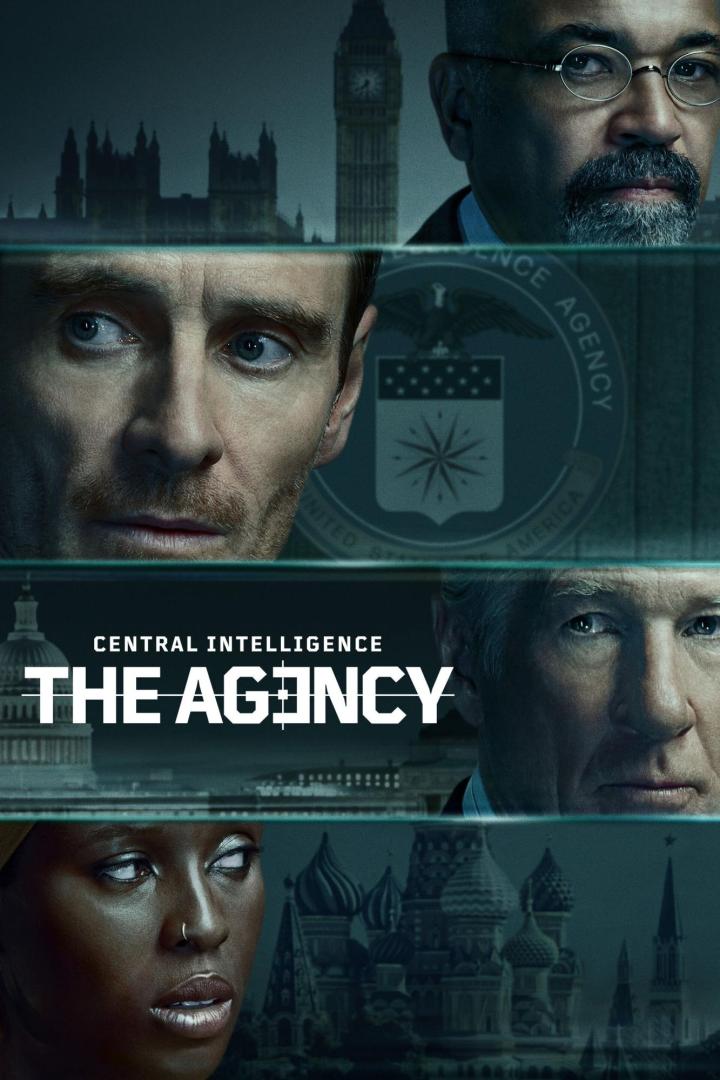 Das Poster für „Central Intelligence: The Agency“ zeigt vier Personen vor Wahrzeichen von London, Washington und Moskau.