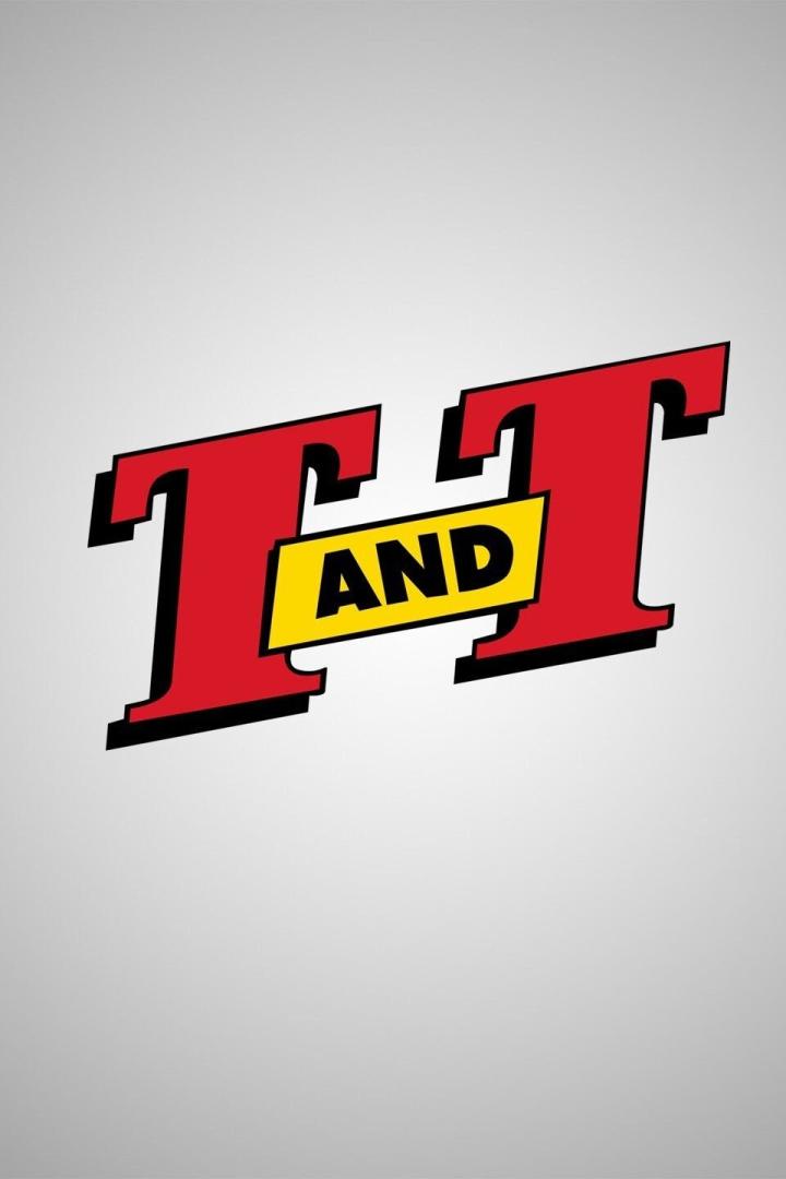 Das rote und gelbe „T and T“-Logo vor einem grauen Hintergrund.
