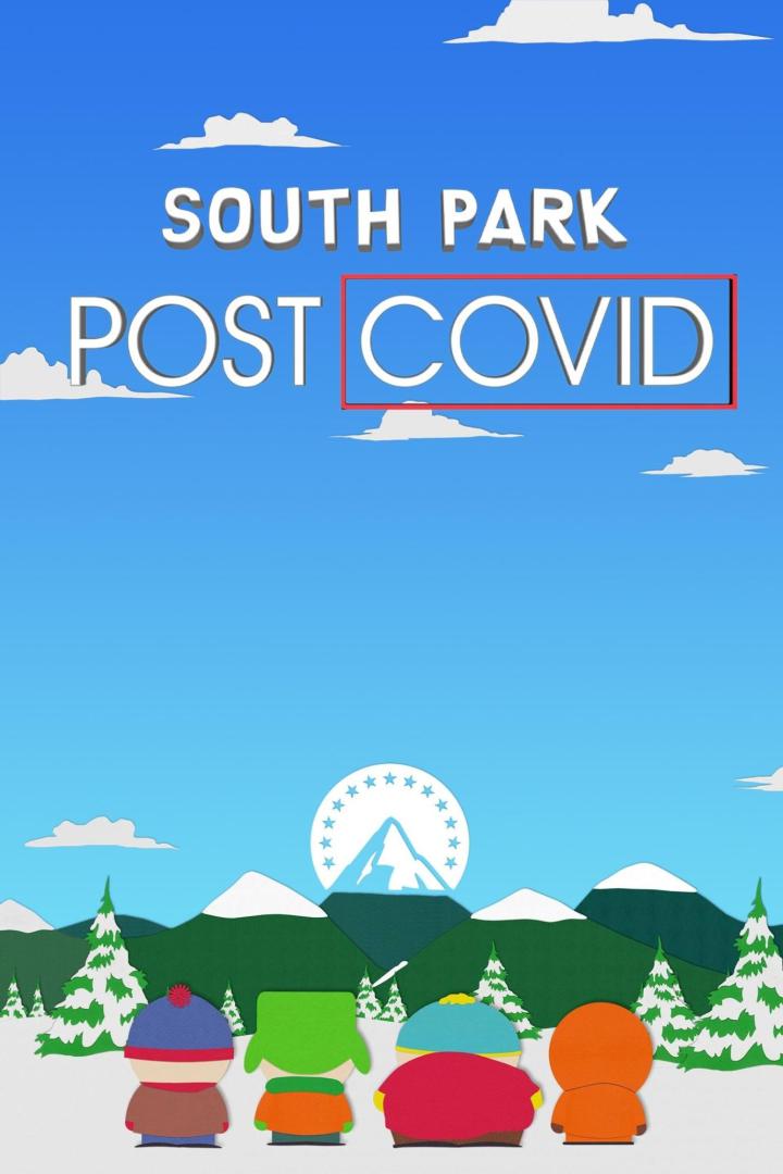 Das „South Park: Post Covid“-Poster zeigt die Charaktere vor einer Winterlandschaft.