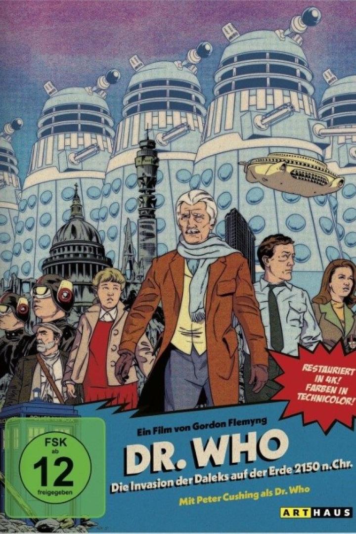 Das Cover des Films „Dr. Who: Die Invasion der Daleks auf der Erde 2150 n.Chr.“ mit Peter Cushing.