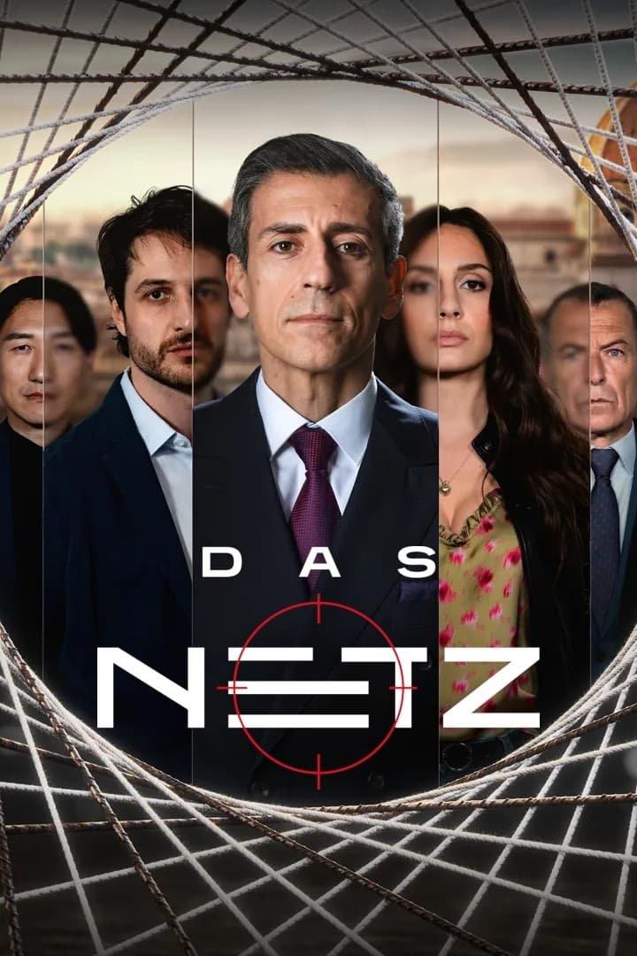 Das Filmplakat für „Das Netz“ zeigt mehrere Schauspieler vor einem Netz.