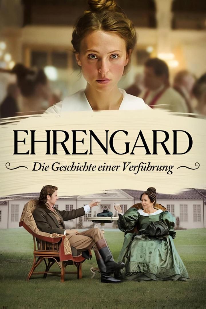 Das Filmplakat zu „Ehrengard: Die Geschichte einer Verführung“ zeigt eine junge Frau vor einer Szene im Freien.