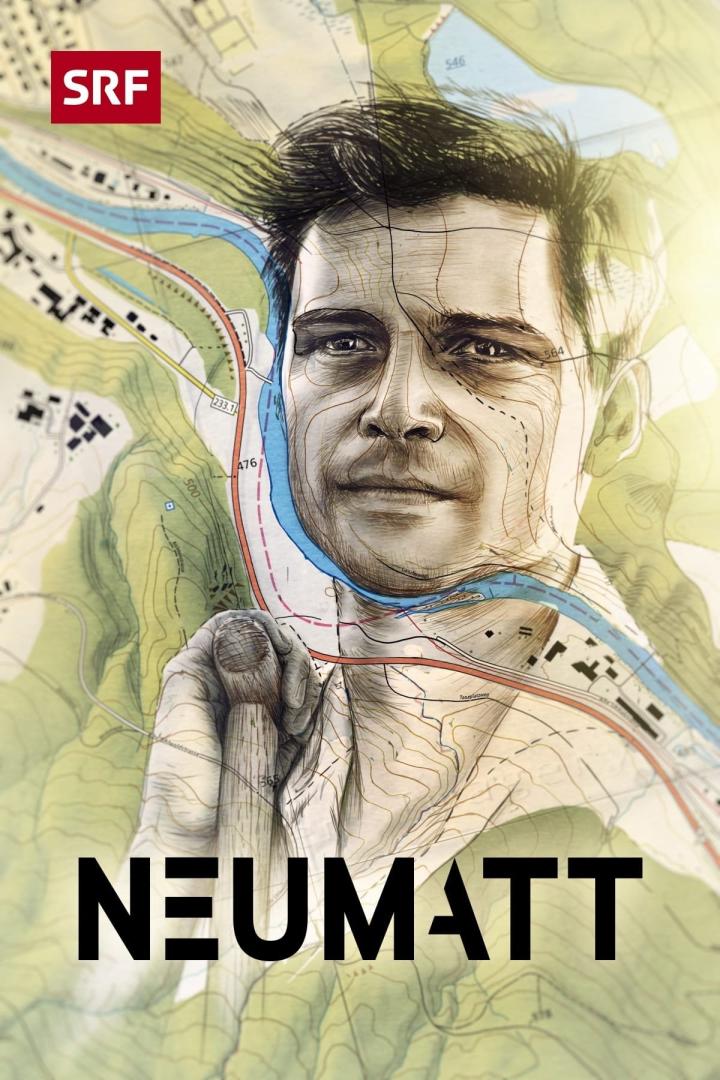 Das Cover von „Neumatt“ zeigt ein Porträt vor einer topografischen Karte.