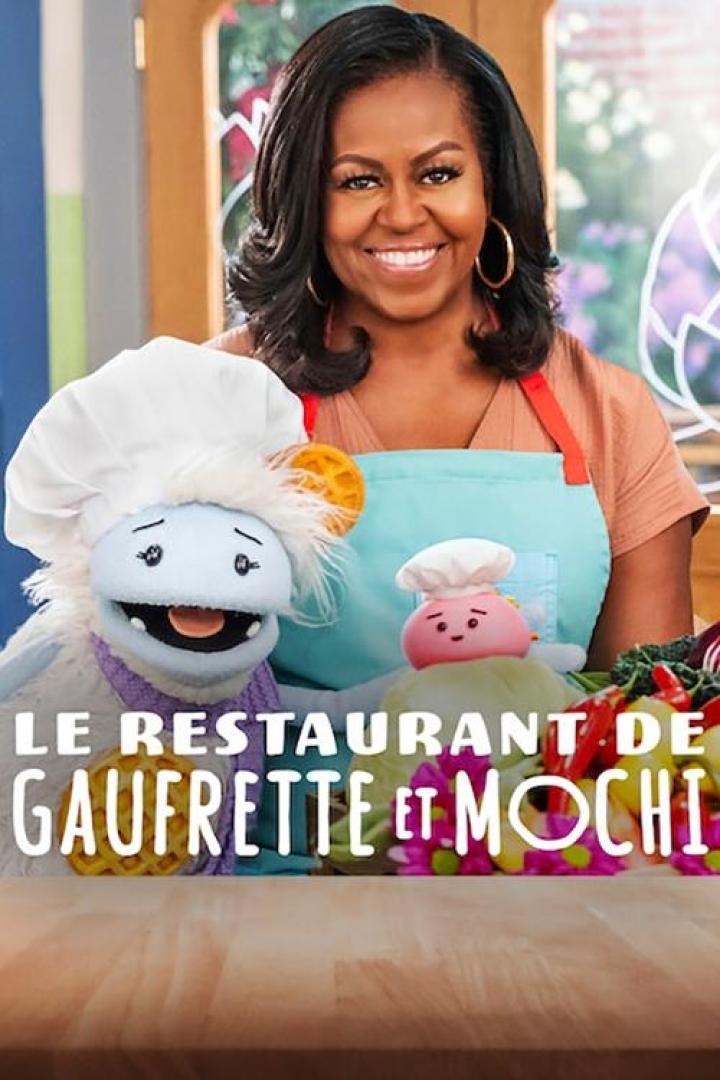 Michelle Obama mit den Puppen Waffel und Mochi im „Waffles + Mochi“-Restaurant.