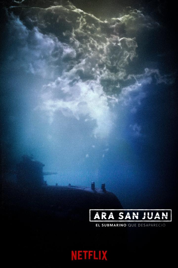 Das Poster für die Netflix-Dokumentation „ARA San Juan: Das verschwundene U-Boot“ zeigt ein U-Boot unter Wasser.