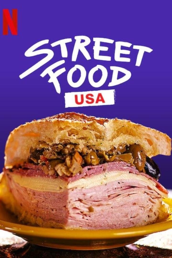 Ein üppiges Sandwich, beworben als „Street Food USA“ auf Netflix.
