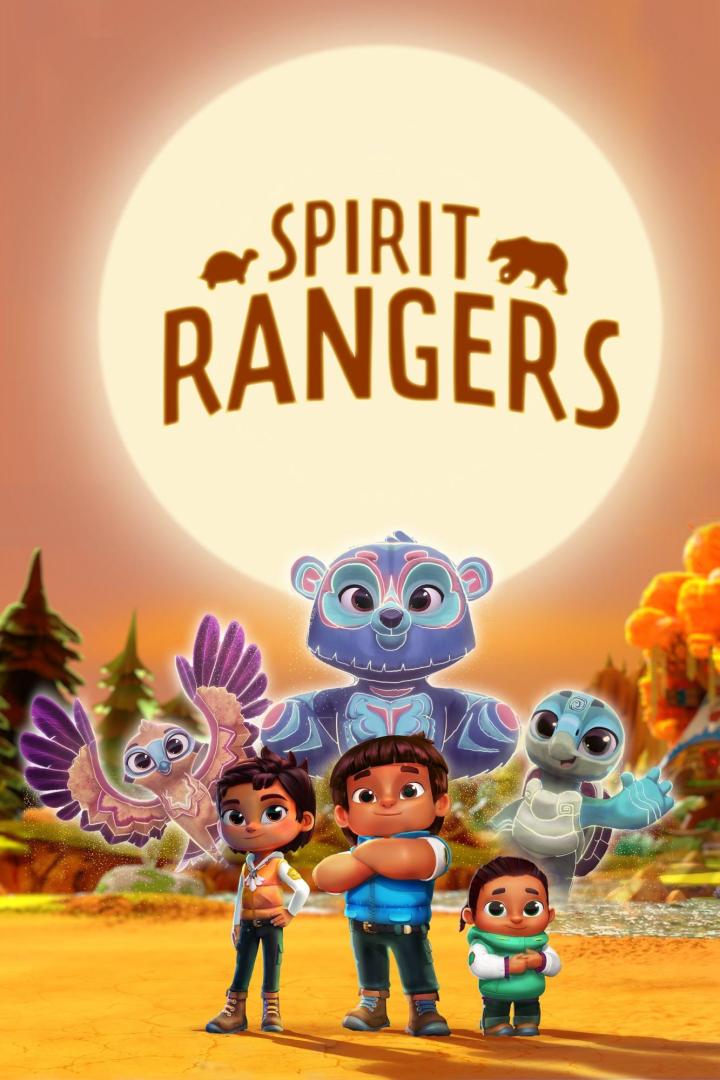 Das Poster für die Kinderserie „Spirit Rangers“ mit den Hauptfiguren und ihren Geistertier-Formen.
