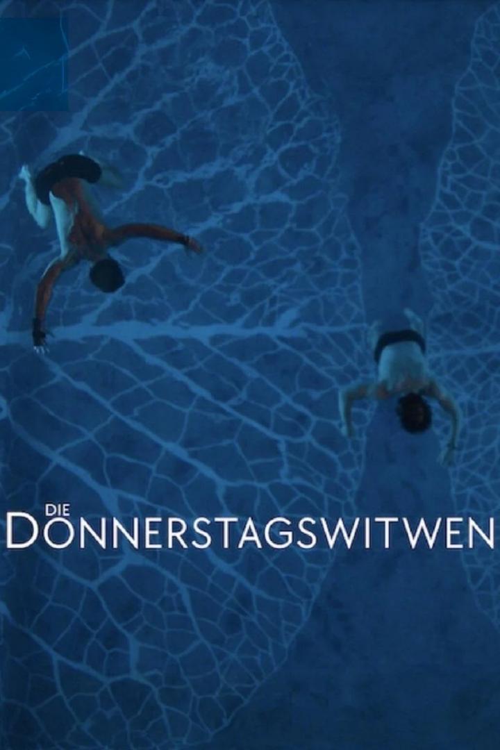 Das Filmplakat für „Die Donnerstagswitwen“ zeigt zwei Männer, die ins Wasser springen.