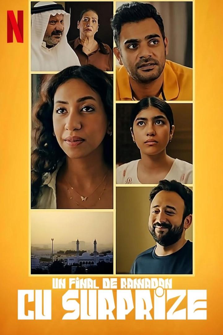 Das Filmplakat für „CU SURPRIZE“ zeigt sechs Personen und eine Moschee.