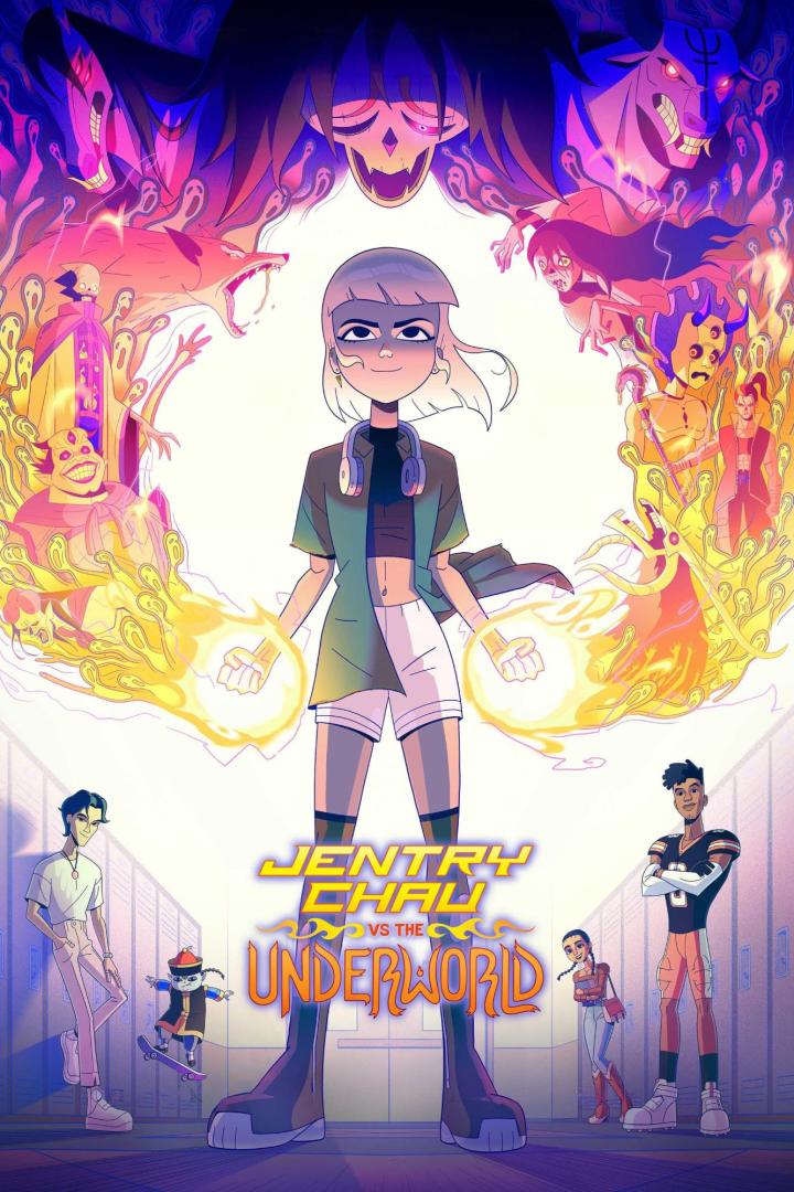 Das Cover zeigt Jentry Chau, die sich mit magischen Kräften dem Unterwelt entgegenstellt.