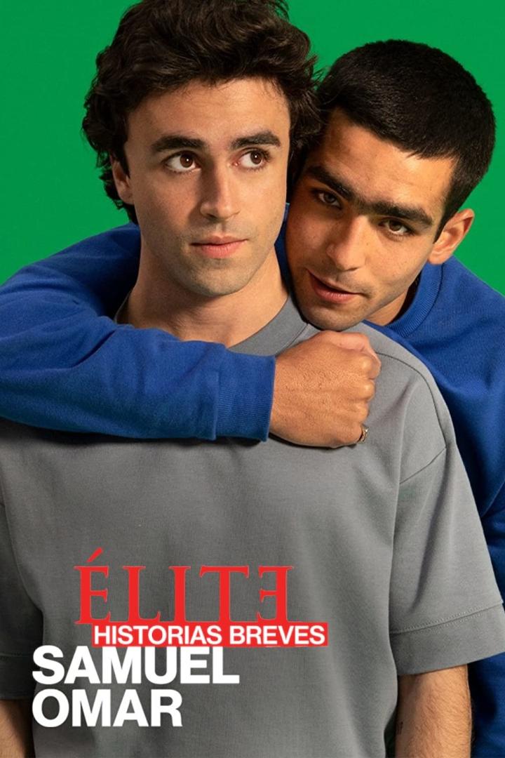 Zwei Männer umarmen sich auf einem Werbeplakat für „Élite: Samuel Omar“.