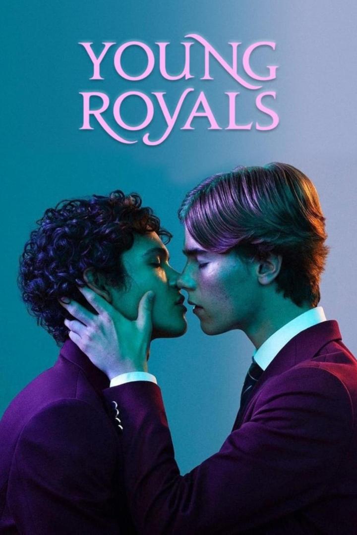 Das Filmplakat für „Young Royals“ zeigt zwei junge Männer, die sich nahe sind.