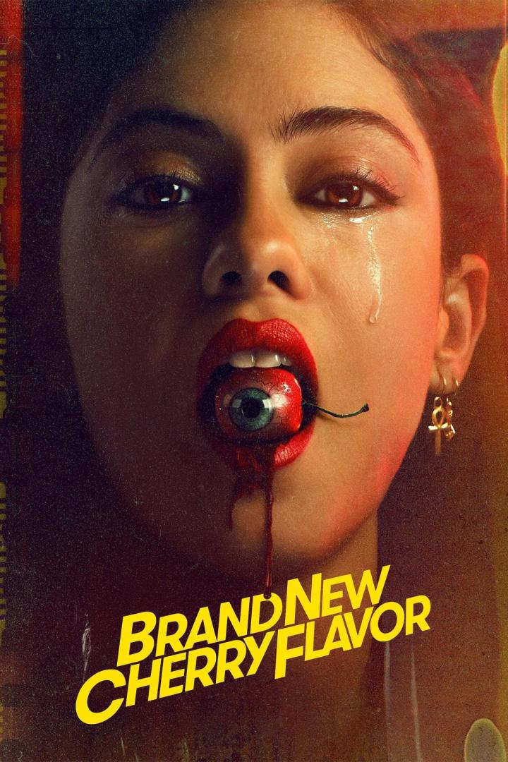 Das Filmplakat für „Brand New Cherry Flavor“ zeigt eine Frau mit einem Augapfel im Mund.