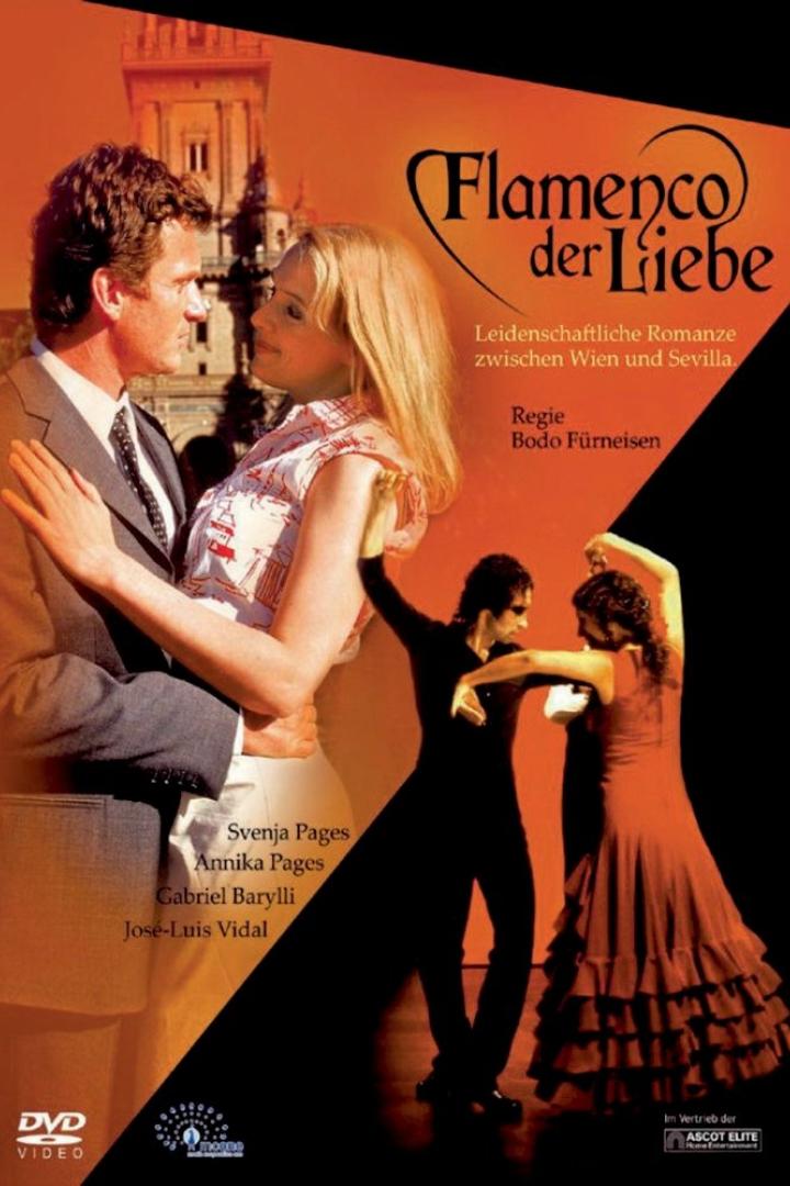 Das Filmplakat für „Flamenco der Liebe“ zeigt ein Paar und Flamencotänzer.