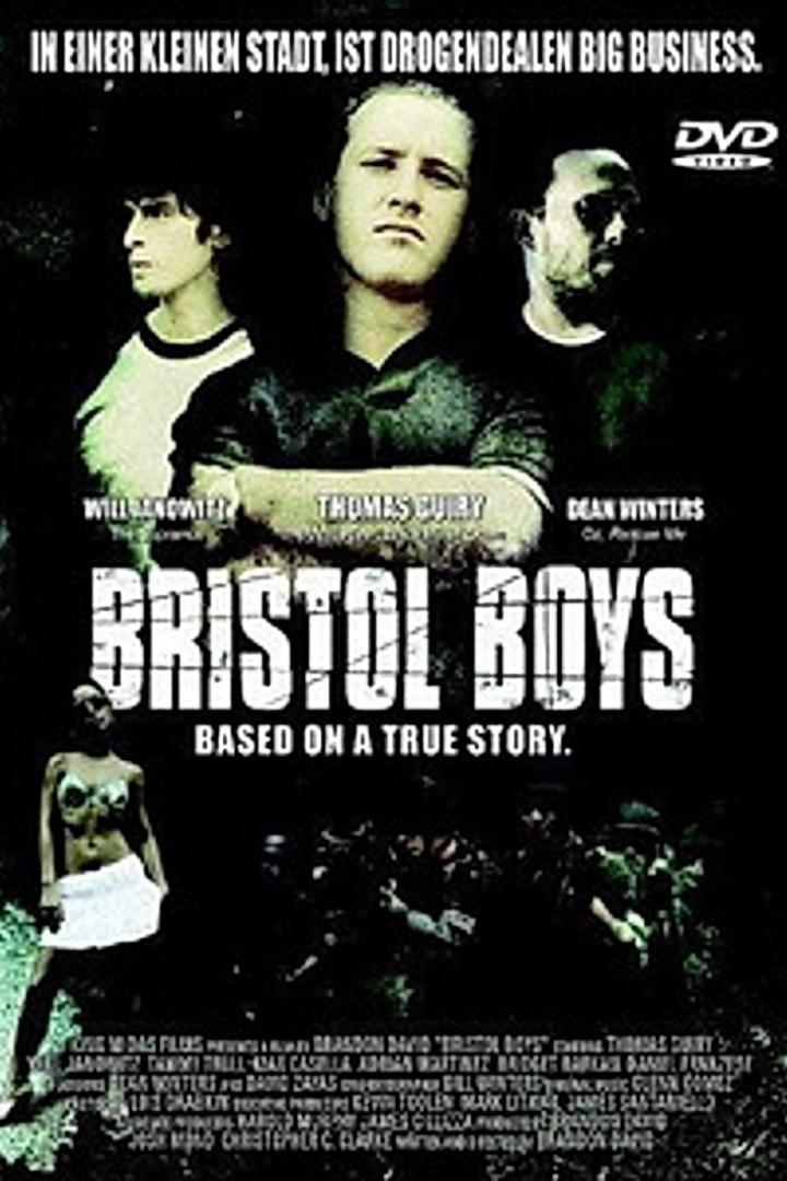 Das Filmplakat für „Bristol Boys“ zeigt drei Männer und den Schriftzug „Based on a true story“.