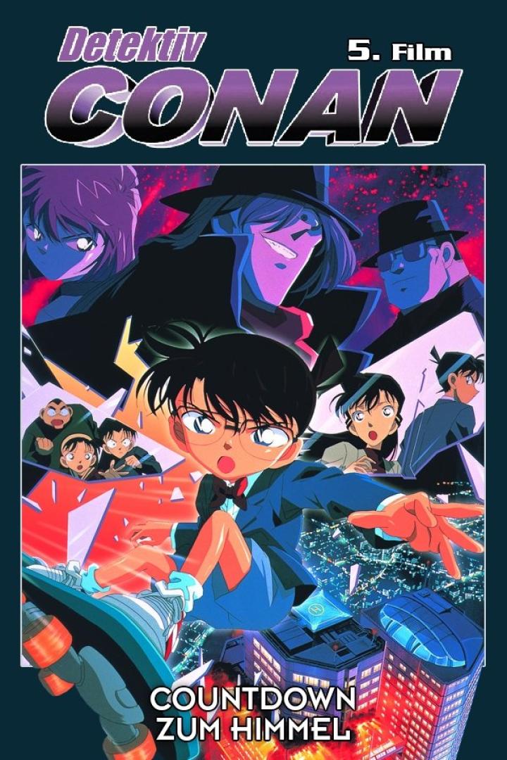 Das Filmplakat für „Detektiv Conan: Countdown zum Himmel“ zeigt Conan vor einer Skyline.