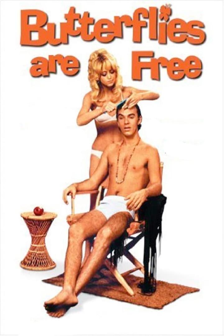 Das Filmplakat für „Butterflies are Free“ zeigt eine Frau, die einem Mann die Haare kämmt.