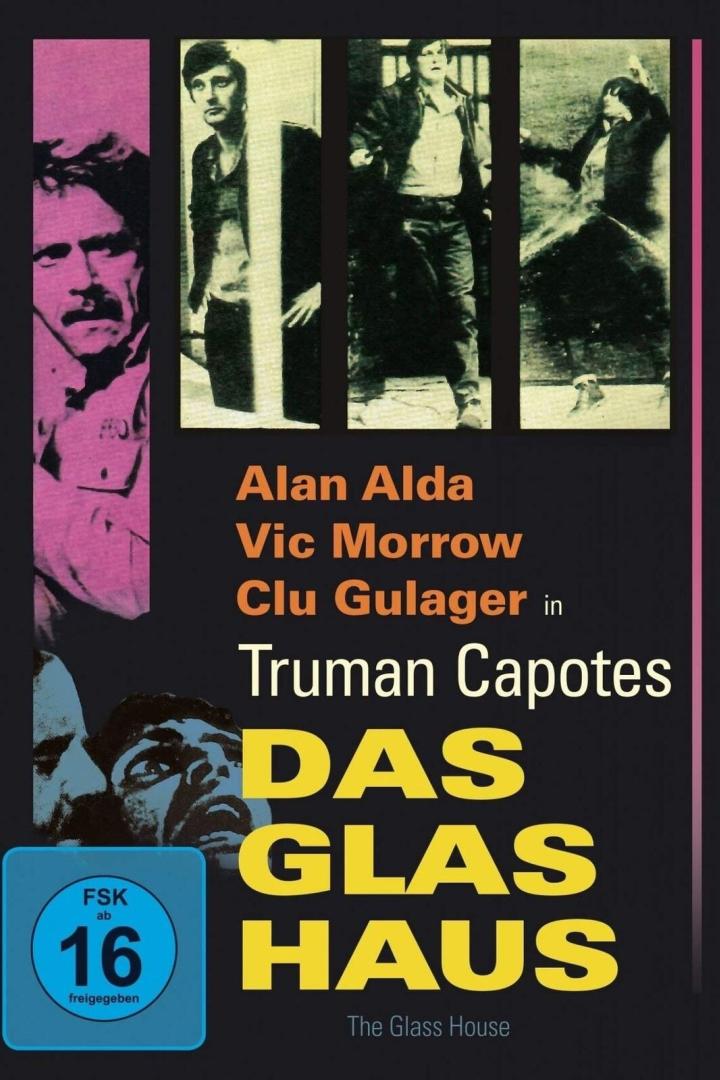 Das Filmplakat für „Das Glashaus“ mit Alan Alda, Vic Morrow und Clu Gulager.