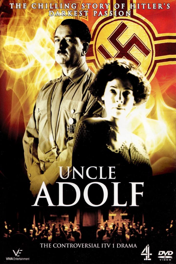 Das Cover des Films „Uncle Adolf“ zeigt einen Mann in Uniform und eine junge Frau vor einem Hakenkreuz.