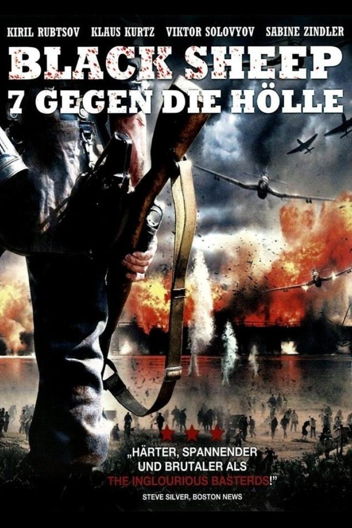 Das Filmplakat für „Black Sheep: 7 gegen die Hölle“ zeigt einen Soldaten im Krieg.
